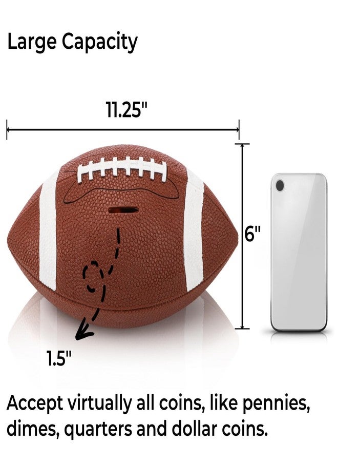 Tlence 11" Football Piggy Bank for Boys, Shatterproof Rugby Coin Bank, Decorative Sports Money Box, Football Shape Money Storage Container for Saving Money, Birthday Party Gift for Football Lover - Image 2